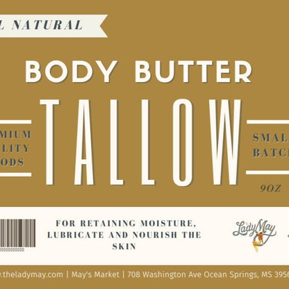 9oz Unscented Tallow Body Butter | All Natural Skincare