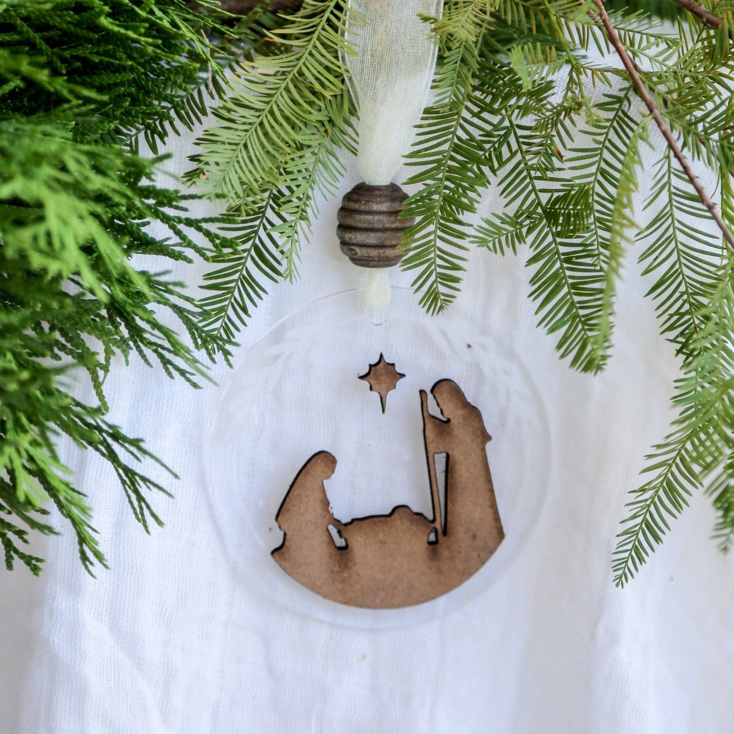 Wooden Nativity Ornament