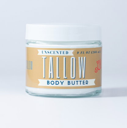 9oz Unscented Tallow Body Butter | All Natural Skincare