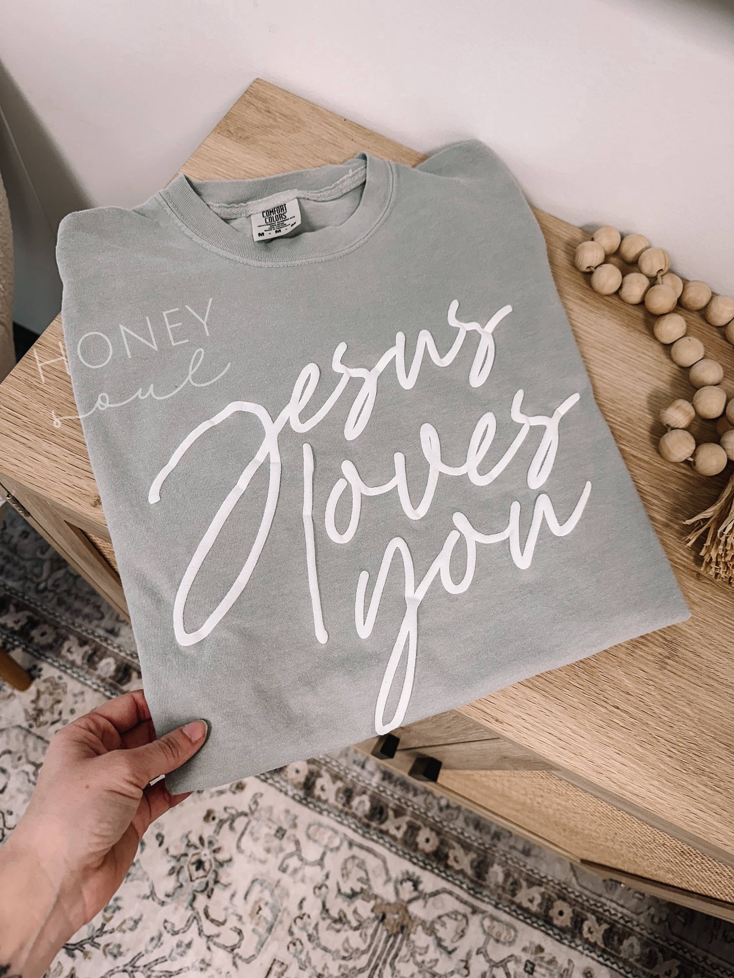 Jesus Loves You Script Puff Print Tee