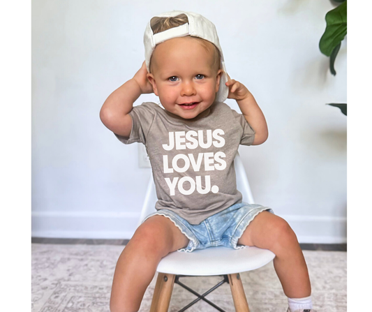 Neutral Jesus Loves You Youth Faith Graphic Tee
